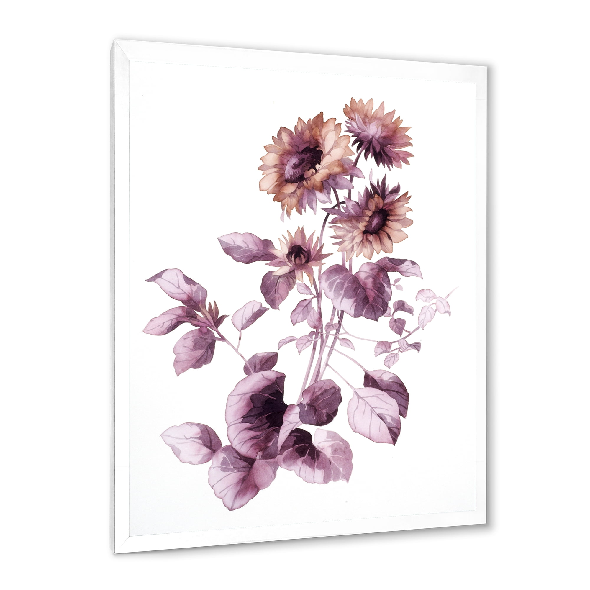 Designart 'Purple Wildflowers On White III' Traditional Framed Art Print