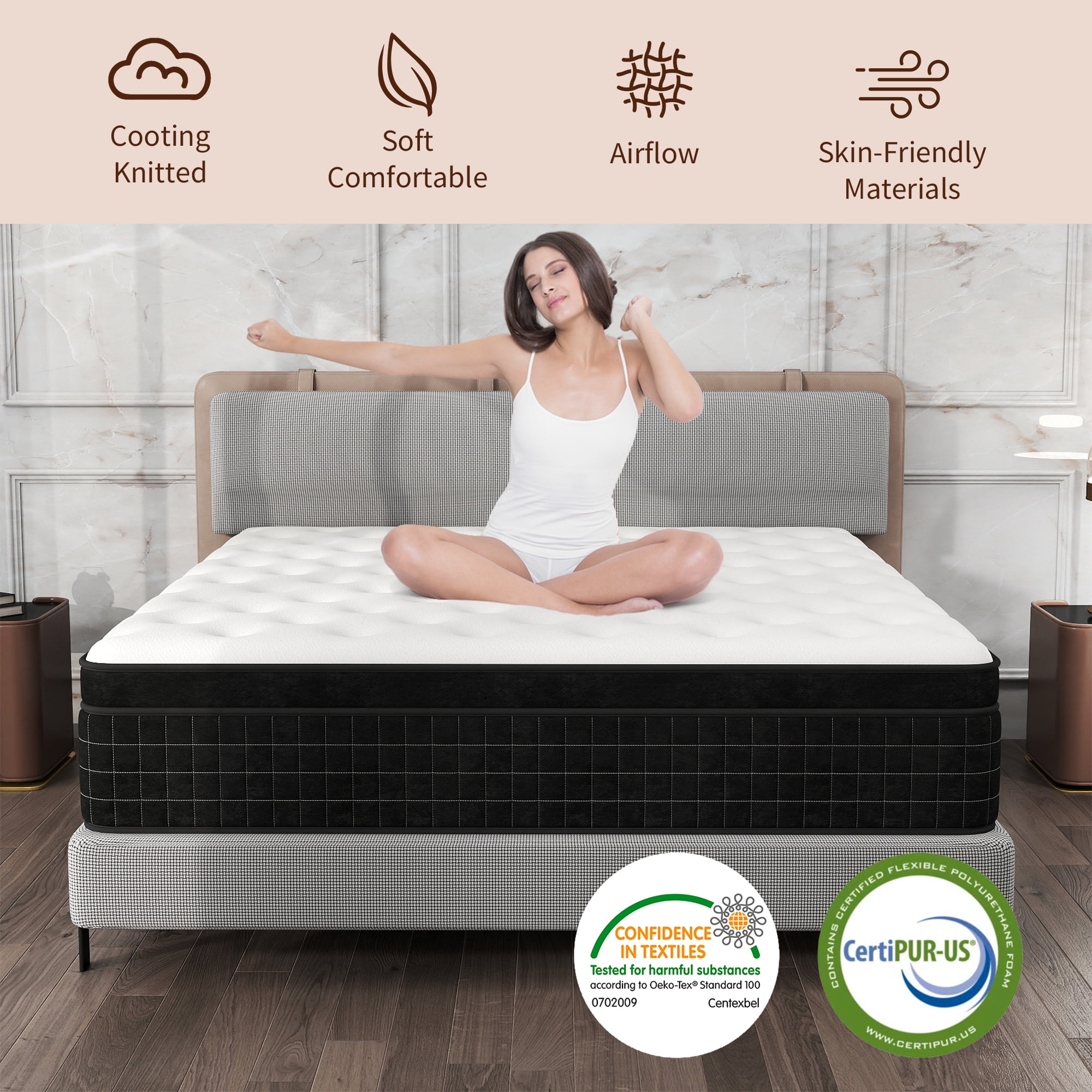 DalisTairy 14" Twin Mattress In A Box Gel Memory Foam And Pocket Spring Hybrid Mattress