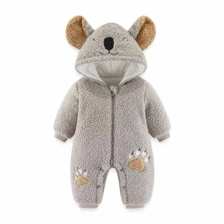 

My First Christmas Baby Boy Outfit Juebong Autumn Winter Infant Toddler Baby Long Sleeve Animal Ear Hooded Romper Zipper Jumpsuit Gray 0-3 Months