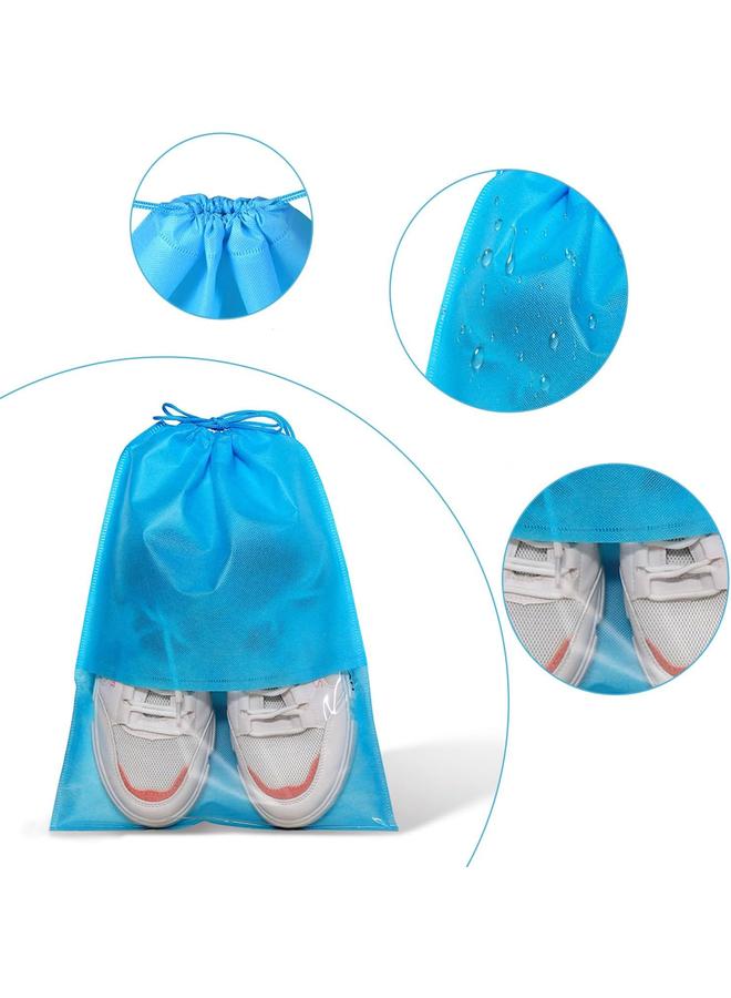 15-Piece Non-Woven Dust Proof Travel Shoe Bags Fabric 32x44cm, blue portable travel shoe bag, space-saving dust-proof storage bag
