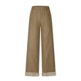 thumbnail image 4 of LNWUY Cotton Linen Pants for Women Fashion Summer High Waist Wide Leg Loose Trousers with Pockets Beach Vacation Clothes Yellow L, 4 of 6
