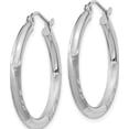 thumbnail image 3 of 14K White Gold Satin And Diamond-Cut 3mm Round Hoop Earrings (20 X 2.5) Made In Peru tc277, 3 of 6