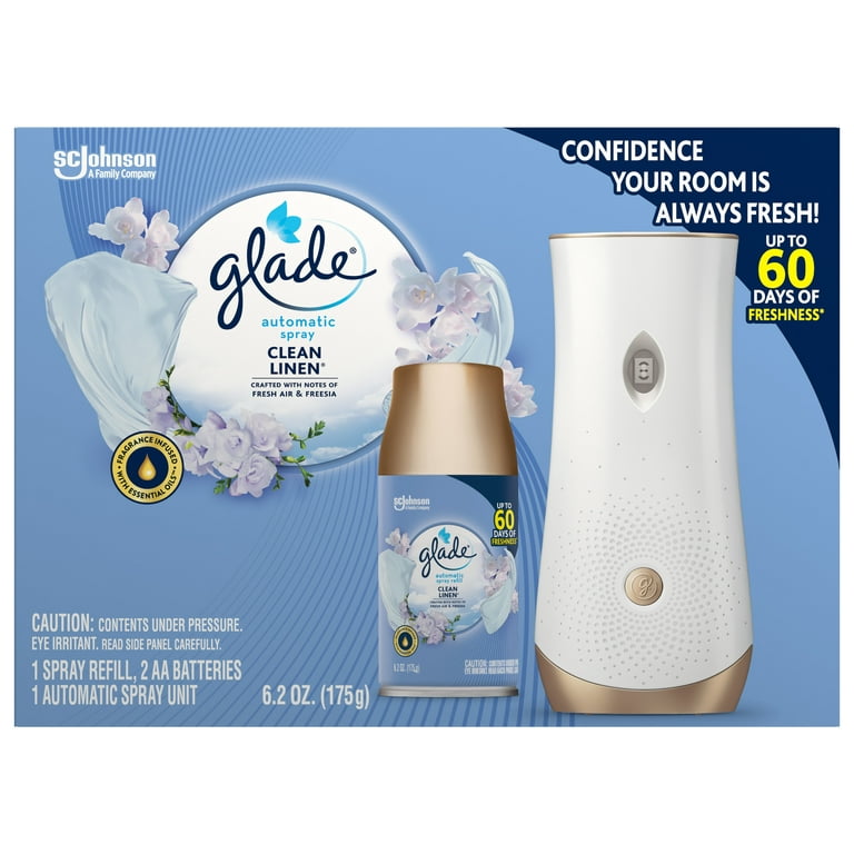 Glade Automatic Spray Starter Kit, Air Freshener, Clean Linen, 6.2 oz 