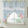 thumbnail image 2 of Easter Eggs Swag Valances for Windows 2 Pack, Kitchen Window Curtains 36 Inch Length, Spring Daisy Eucalyptus Leaves Light Blue Wood Privacy Swag Curtains for Living Room/Bathroom 36"x36", 2 of 8