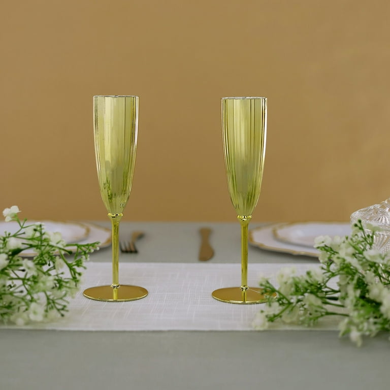 Efavormart 6 Pack - 5oz Premium Metallic Disposable Champagne Flutes - Gold  Elegant Stylish Fancy Flutes for Party Toasting 