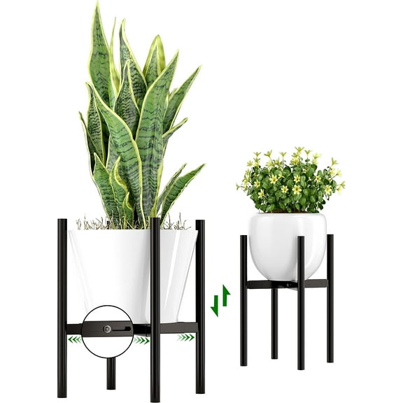 Adjustable Metal Planter Holder,Fits 8 to 12.5 inches Pots,Large Plant Stand for Home Indoor and Outdoor Potted Plants Holder(BLACK)