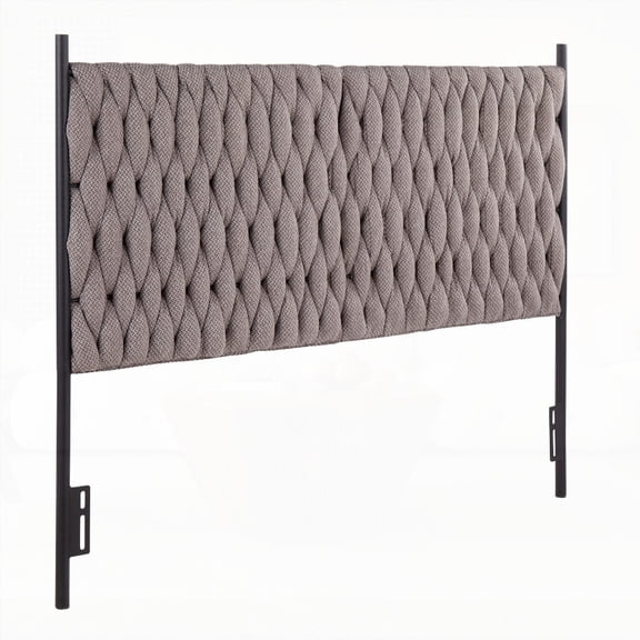 Braided Matisse Queen Headboard by LumiSource - Black Metal & Grey Fabric, Features Contemporary Styling & Sleek Frame