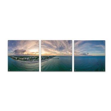 Epic Art 'Deerfield Beach, Florida' by Epic Portfolio, Acrylic Glass Wall Art, 3 Piece Set, 72" x 24"