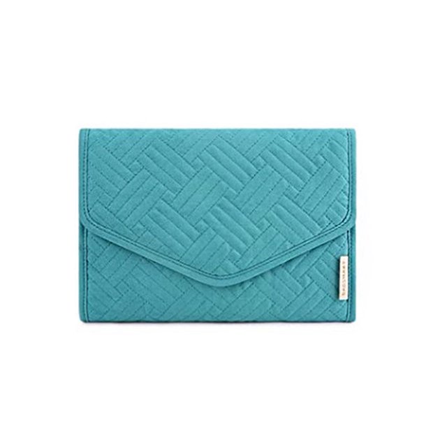Qarigey Rollo organizador de joyas, bolsa de almacenamiento de gran capacidad, soporte para collares y pendientes, estuche multifunción de poliéster Ropa, zapatos y accesorios Miscelánea cian Qarigey AP012317-03