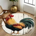 thumbnail image 2 of Round Rugs 5 Ft, Vintage Rooster Non Slip Area Rugs for Kitchen Bedroom Entryway, Retro Farmhouse Rooster Watercolor Washable Carpet Runner Rug Floor Mats for Bedroom Home Decor, 2 of 9