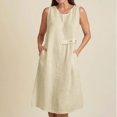 thumbnail image 2 of Vestido de Verano para las Mujeres Playa, Moda Vacaciones Color Sólido sin Mangas Hueco Fuera de la Fiesta Midi para Casual, 2 of 9