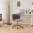 thumbnail image 2 of Sesslife Home Office Chair, Comfy Padded Seat Swivel Desk Chair, Upholstered Velvet Computer Chair with Castors for Small Place, Adjustable Vanity Chair for Office Bedroom Dressing Room, Gray, 2 of 12