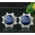 thumbnail image 3 of Divine Creation 2.50 Ct Round Cut CZ Blue Sapphire Flower Shape Studs Earrings 14K White Gold Plated 925 Sterling Silver, 3 of 3