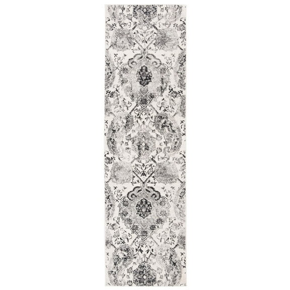 SAFAVIEH Madison Hope Floral Paisley Runner Rug, Cream/Silver, 2'3" x 18'