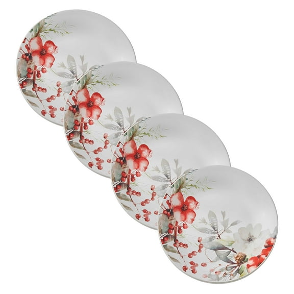 Split P Split P First Snow Floral Red Salad Plate Set Of 4