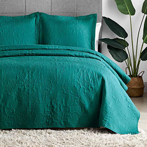 Hansleep Quilt Set Lightweight Bed, Emerald Green Queen Bed Set