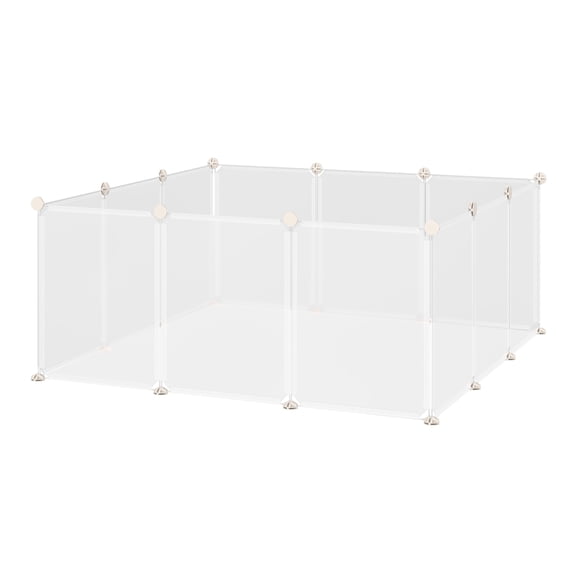 Pet Playpen, DIY Small Animal Cage Open Enclosure Portable Plastic Fence 12 Panels for Bunny Chinchilla Guinea Pig White, 18" x 14"