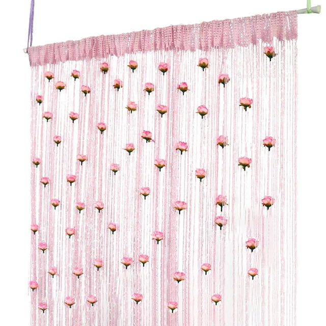 TIELUTT Rose Thread Door Curtain 2024 39x79 Inch String Curtain with Roses Room Divider Decoration Easy Feminine Shower Curtain Curtains Small 72x78 Shower Curtain Liner Washable Curtain Panel Out Li