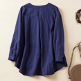 thumbnail image 2 of Women's Lace Embroidery Long Sleeve Loose Linen T-Shirt, V-Neck, Solid Color, Comfortable & Stylish, Various Sizes, 2 of 6