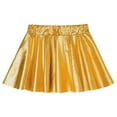 thumbnail image 3 of Aislor Youth Girls Metallic Athletic Dance Pleated Mini Skirts High Waist Scooter Skater Skort 2-16 Gold 13-14, 3 of 7