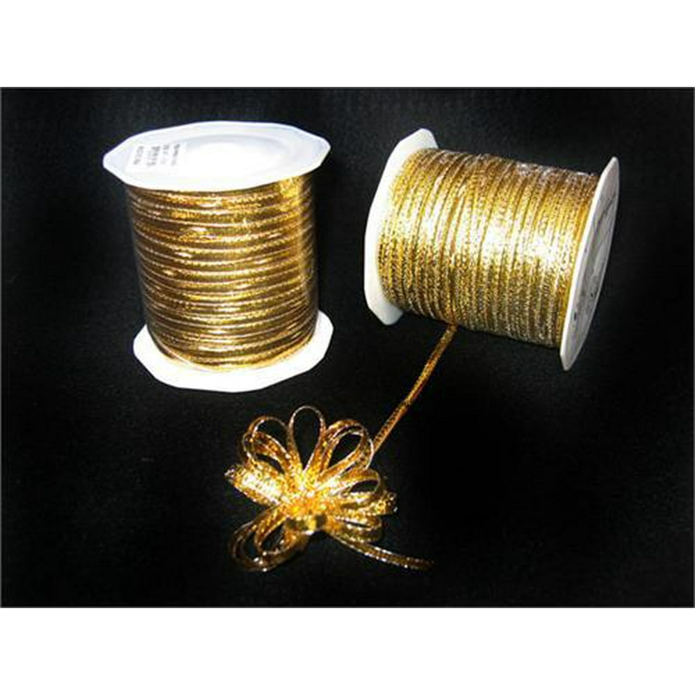 Gold 4mmwide thin Pull Bow String Ribbon 100 Yard gift wrapping favor