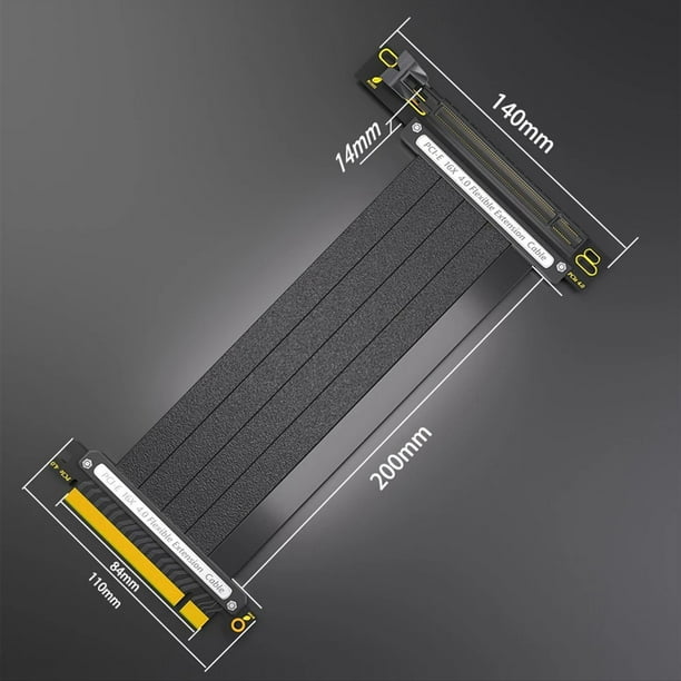 Cable de Extensión PCIE 4.0, Cable Elevador de GPU de Alta Velocidad Blindado 16x con Puerto PCI Express, Tarjeta de Extensión de GPU, 20 cm, 90°
