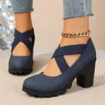 thumbnail image 6 of Busydd Block Heel Shoes for Women Criss Cross Strap Round Toe Sandals Casual Comfortable Solid Color Chunky Dress Shoes 40, 6 of 9