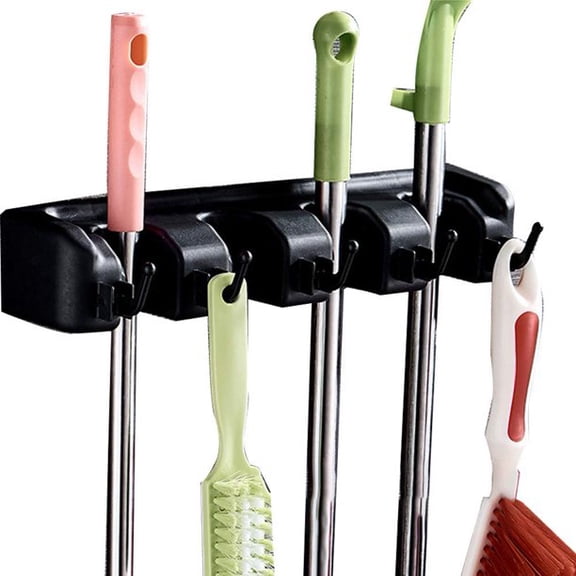 Mop and Broom Holder Wall Mounted Tool Rack Storage Organizer Utility for Kitchen Laundry Room Closet Garden