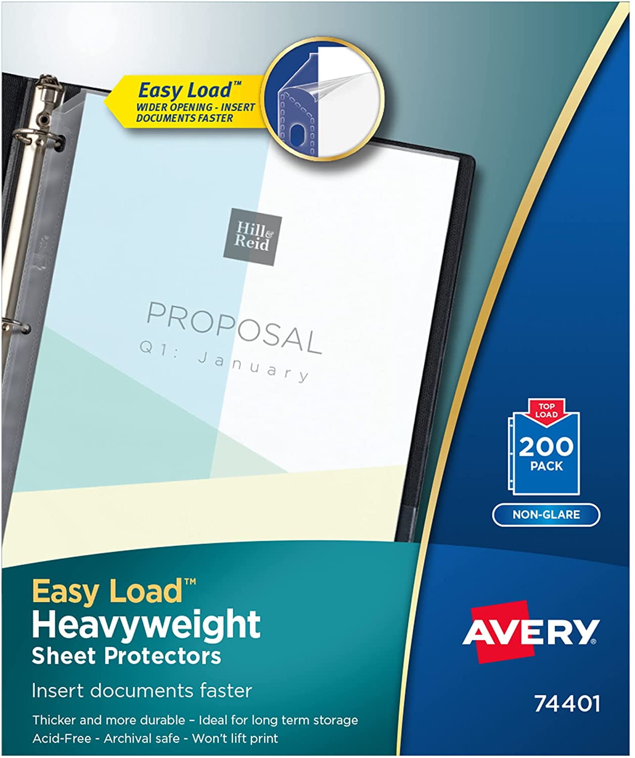 74400 Acid Free Case Pack of 5 200 Sheets per Pack Avery Diamond Clear Heavyweight Sheet Protectors 