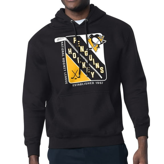 Men's Starter Black Pittsburgh Penguins Shield Logo Pullover Hoodie
