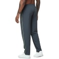 thumbnail image 3 of Xidunhg Men's Dark Grey Sweatpants, Neon Green Contrast Side Stripe, Quick Dry Straight Leg Gym Casual Pants with Zipper Pockets, 3 of 10