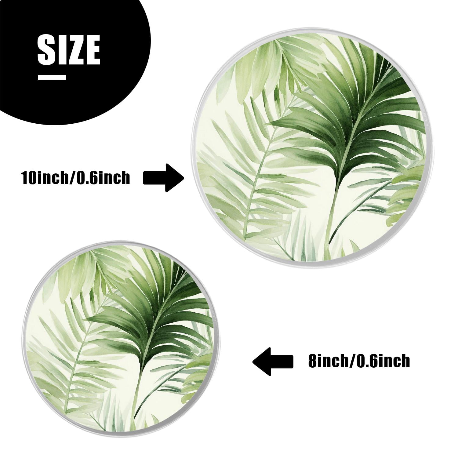 Round Stove Burner Covers 4 Pcs for Home Decor Cooktop Decorative ,Tropical Plant Green Palm Leaf lovely, Metal Round Stove Burner Covers 8Inch And 10Inch