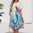 thumbnail image 2 of Mermaid Under The Sea Short Sleeve Dress Women Summer Evening Dresses Ladies Sundress, 2 of 7