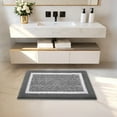 thumbnail image 3 of PABUBE Bathroom Rug, Soft Absorbent Bathroom Mat and Bath Mat, Premium Microfiber Shag Bath Rug Machine Washable (15.7"x24",Dark Gray and White), 3 of 10