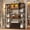 Brown, variant on Cikuso Bar Cabinet with LED Light and Charging Station, Liquor Cabinet with Wine Holder and Rocks, Display Shelf Bar Cabinet with Drawer and Storage Cabinet, Black