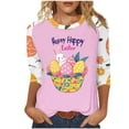 thumbnail image 3 of BiZtdJrK Easter Shirt for Women Loose Casual Bunny Rabbit Print Casual Round Neck Tee Shirts 2025 Spring 3/4 Sleeve T-Shirt Tops Hot Pink XXL Holiday Sales, 3 of 6