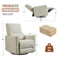 thumbnail image 2 of TROPOW 360° Swivel, Rocking Chair Nursery, Glider Rocker Recliner, PU Leather Sofa Chair with high Back, Deep Seat for Nursery, Living Room, Bedroom, Beige, 2 of 7