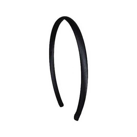 Black Thin 1/4 Inch Satin Headband for Girls