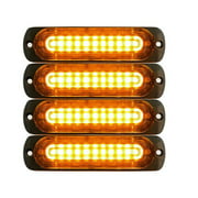 Angle View: 4pcs 10 LED Strobe Lights Emergency Flashing Warning Beacon Yellow Amber 12V 24V