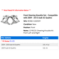 thumbnail image 2 of Front Steering Knuckle Set - Compatible with 2009 - 2013 Audi A3 Quattro 2010 2011 2012, 2 of 2
