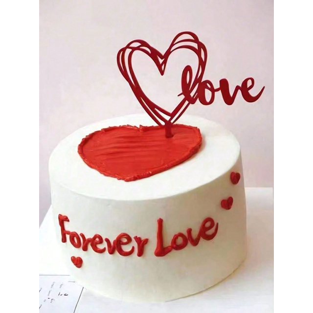 10Pcs ,Red Love Cake Topper, Acrylic Cake Topper Valentine'S Day Cupcake Topper Cake Decorations,Birthday Wedding Cake Toppers For Valentine'S Day Wed