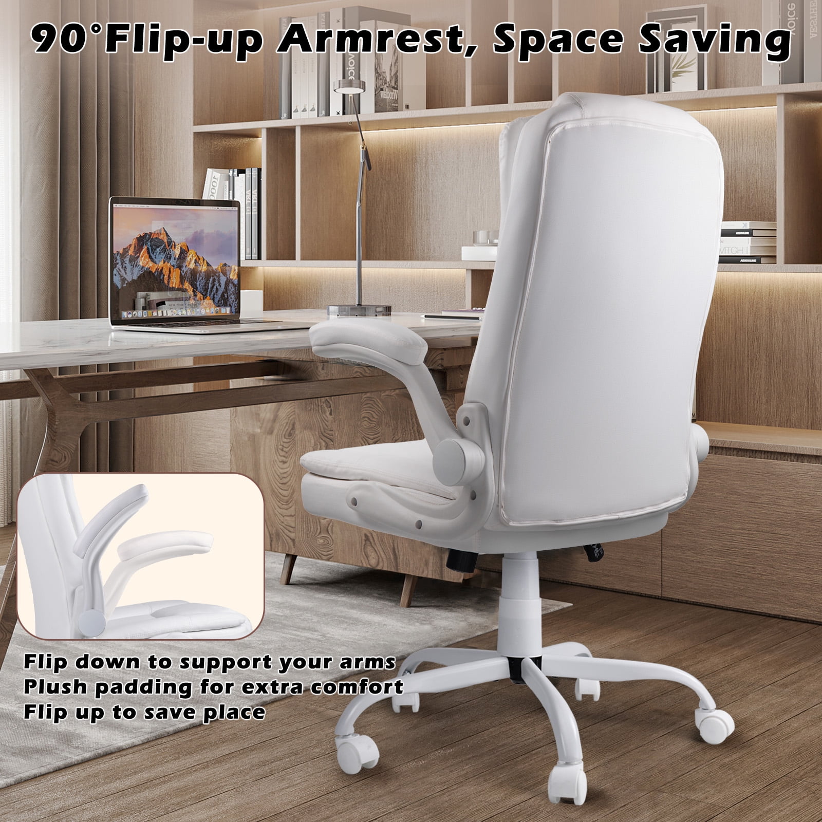 Waleaf Big and Tall Executive Office Chair with Flip-up Arms for Adult,Ergonomic High Back Adjustable Computer Desk chair