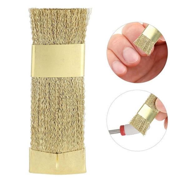 Nail Art Bits Cleaning Brush, Golden Color Copper Wire Drill Cleaner for Deburring, Rust Removal, Cleaning Surfaces, Small Size and Light Weight