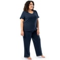 thumbnail image 4 of Fruit of the Loom Women's Soft & Breathable V-Neck Short Sleeve Top & Pajama Pant Set, Sizes S-4X, 4 of 10
