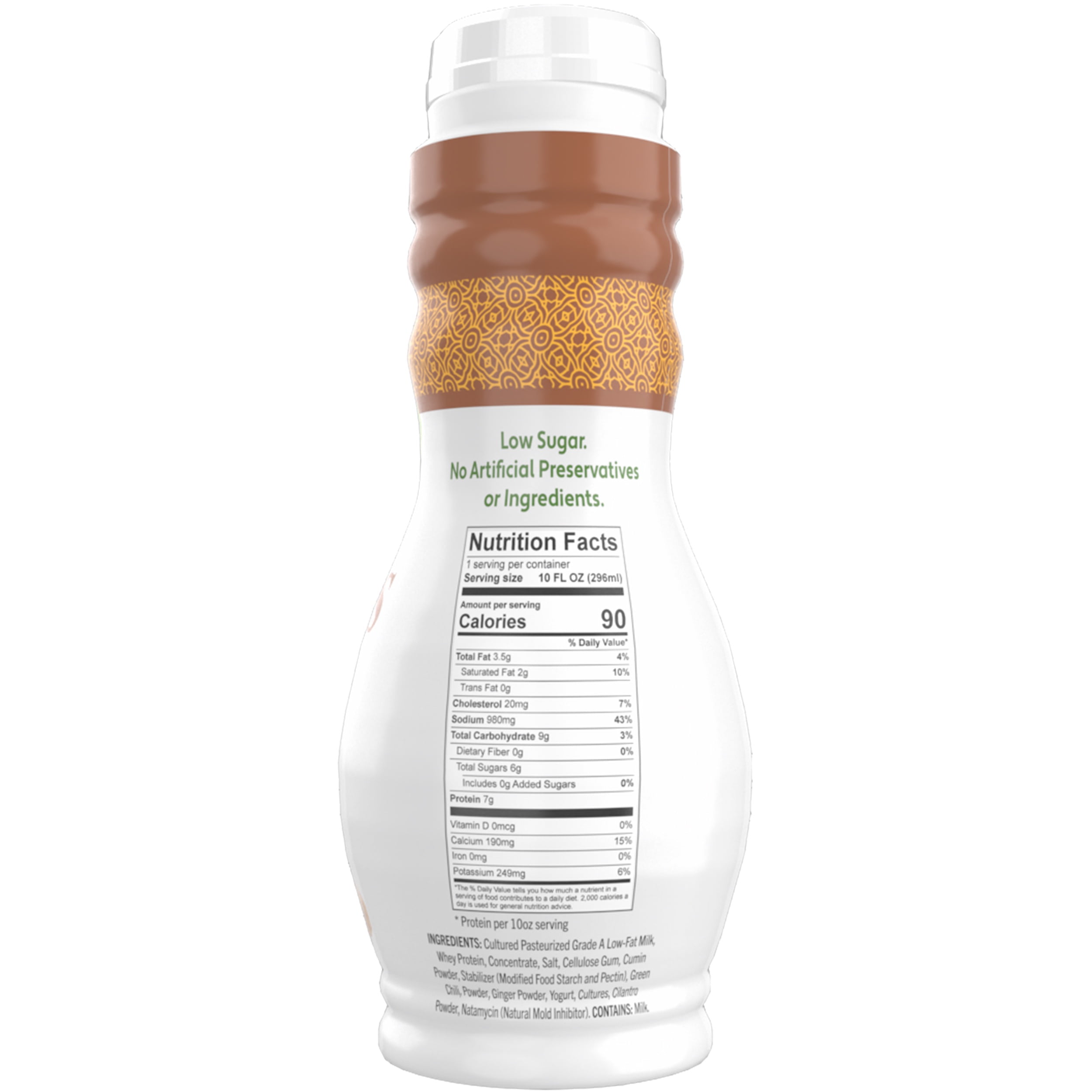 Desi Natural Masala Chaas Homestyle Indian Low-Fat Yogurt Drinkable Refrigerated Liquid in Resealable Plastic Bottle, 10 fl oz, 1 Count