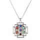 thumbnail image 1 of Zhuge Colgante de collar, hecho a mano, colgante de plata antigua, collar de árbol de la vida, collar de piedras de colores (plata, estilo colgante cuadrado), 1 of 4