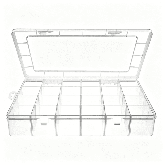 ACDANC Large 24 Grids Plastic Organizer Box Adjustable Dividers,Clear Storage Box for Jewelry,Art Diy Crafts,Washi Tapes,Beads and Small Parts