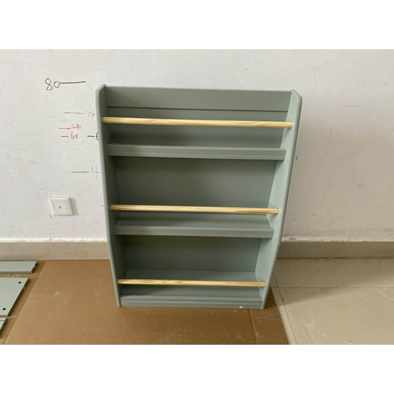 Lisonu 3-Tier Kids Bookshelf, Montessori-Style Toddler Book Rack for Early Reading, Pine Wood & MDF Organizer for Playroom or Bedroom, Sage