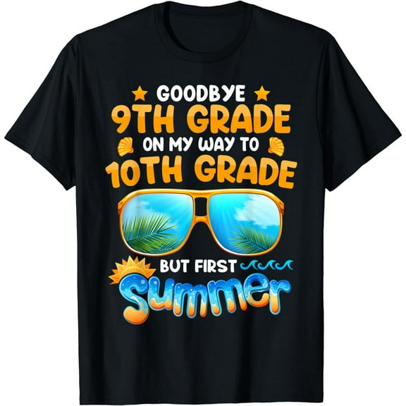 Goodbye 9th Grade Graduation To 10th Grade Hello Summer Kids T-Shirt