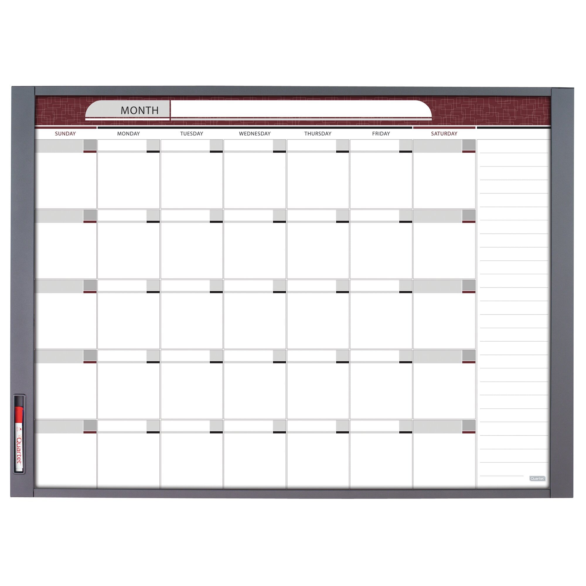 Quartet InView Custom Whiteboard, Total Erase, 47 1/2" x 35", Graphite